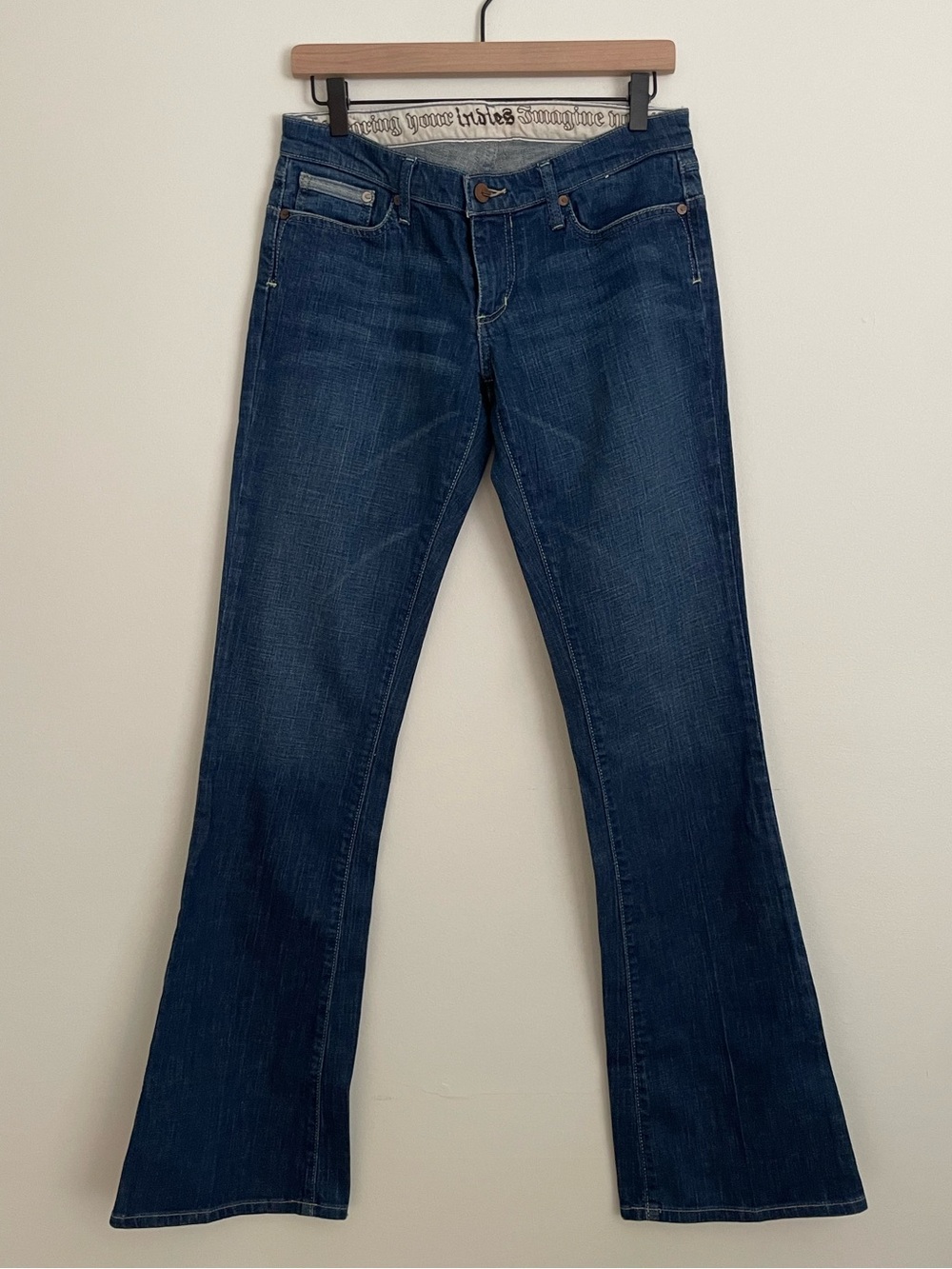 Indie Vintage Y2K Dark Blue Low-Rise Flare Jeans